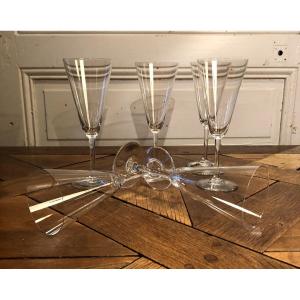 Suite Of Six Baccarat Crystal Champagne Flutes