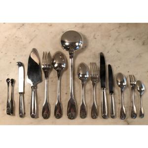 Cutlery Set 90 Pieces Model Vendôme Christofle In Silver Metal