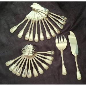 Twelve Ercuis "shell" Fish Cutlery Sets