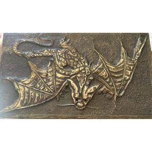 Jungendstil Embossed Copper Box With Bat Decoration And Outstretched Wings