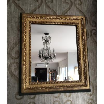 Louis XVI Style Golden Wood Mirror On Green Background