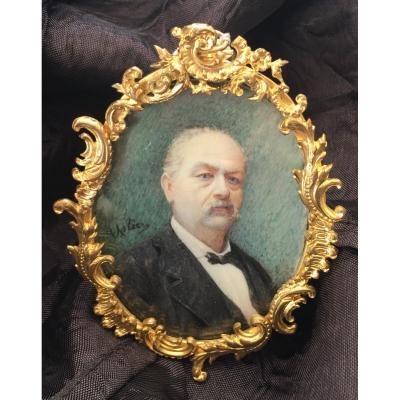 Miniature On Ivory In A Gilt Bronze Frame Signed M.astier