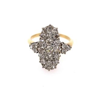 3.0ct Antique Lozenge Shape Victorian Cut Diamond Cluster Ring, Set In 18ct Gold