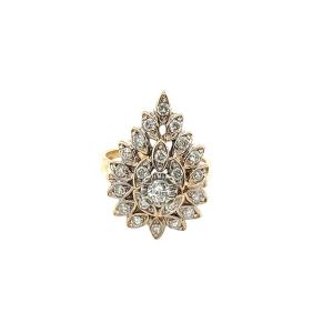 Vintage Style 14ct Yellow Gold Diamond Cluster Ring With 0.70ct Diamonds