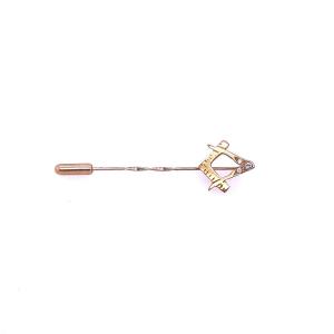 Masonic Pin Set With 3 Round Brilliant Cut Diamonds, In 9 Carat Yellow Gold