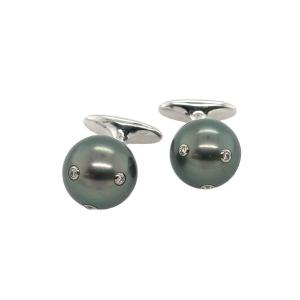 Jewellery Theatre Men's Pearl And Diamond Cufflinks
