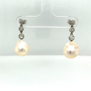Victorian Cut Diamond Drop Earrings Set With 0.30 Ct Diamonds