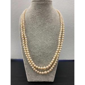 2 Row Graduated Pearl Necklace With 9ct Gold Clasp