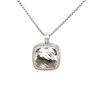 David Yurman Albion Collection Diamond-set Smoky Quartz Pendant In Silver