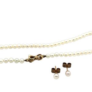 Vintage Cultured Pearl Necklace With Earrings