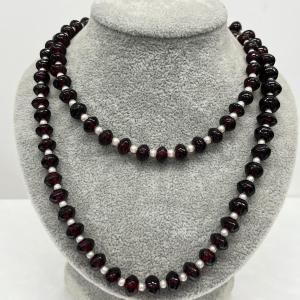 Vintage Garnet And Pearl Necklace