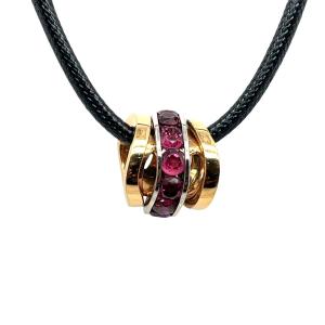 Mattioli Ring Pendant In 18 Carat Rose And White Gold With Tourmaline.