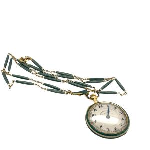 Movado Ladies' Enamel Pocket Watch, Circa 1925, All 18k Gold
