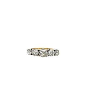 5-stone Diamond Ring Set With 1.0 Ct Diamonds In 18 Carat Yellow And White Gold