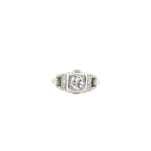 Vintage Platinum Ring With Diamonds, Set With 0.35 Ct Round Natural Diamonds