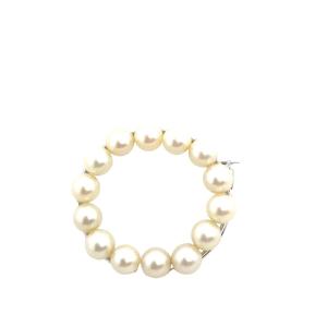 Cultured Circular Pearl Brooch Set In Silver