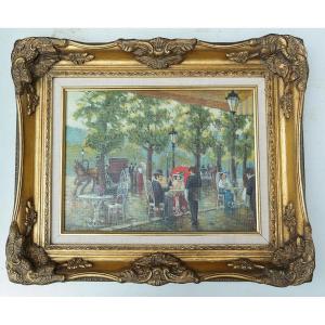 Outdoor Cafe, Oil On Canvas 