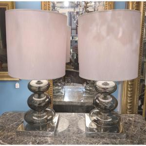 Pair Of Pebble Lamps 