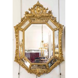 Octagonal Mirror With Napoleon III Frame