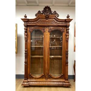 Large Walnut Bookcase From The Late 19th Century