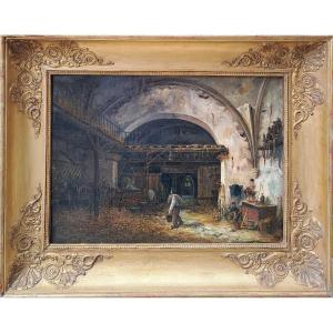 Eugène Ramade (1802-1890), The Young Groom In The Stable, Oil