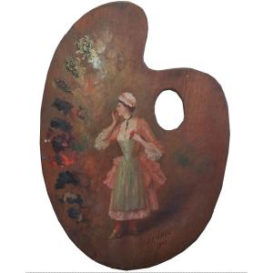 Jeanne Fichel (1849-1906), Palette De Peintre à l'élégante