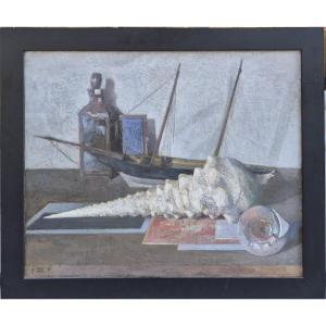 Iwan Cerf (1883-1963), Still Life With Boat And Shells, Freemasonry