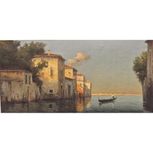 Darcel (20th Century), View Of Venice With Gondola