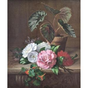 Adolphe Roger (1800-1880), Still Life With Bouquet Of Flowers