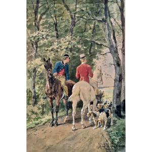 Charles De Condamy (1847-1913), Veneurs And Hunting Dogs