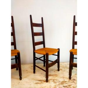 Set Of Six Mountain Dining Chairs France 1960