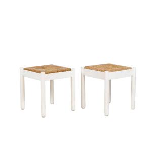 Pair Of Stools In Lacquered Wood, 1970s, Ls5593192a