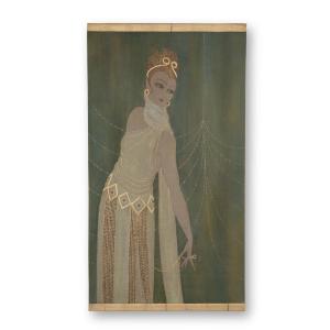 Painted Canvas, Elegant In Art Deco Style, Contemporary Work, Ls56471081b