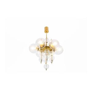 Chandelier In Golden Brass And Blown Glass, 1970s, Ls56693600a