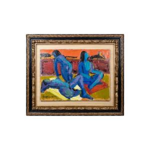 Pierre Ambrogiani, Oil On Canvas, 1970s, Ls5658