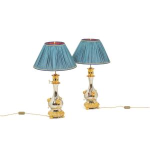 Pair Of Lamps In Metal And Gilded Bronze, Circa 1880, Ls5587716a