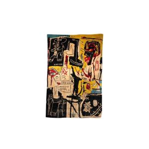 After Jean-michel Basquiat, Carpet, Or Tapestry “melting Point Of Ice”. Contemporary Work