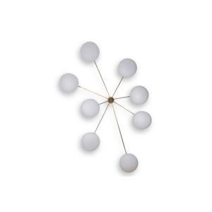 Angelo Lelli. Wall Lamp, Or Suspension, In Brass And Opaline. Contemporary.