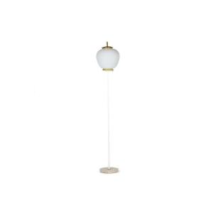 Floor Lamp In Opaline, Lacquered Metal And Golden Brass. 1950s.