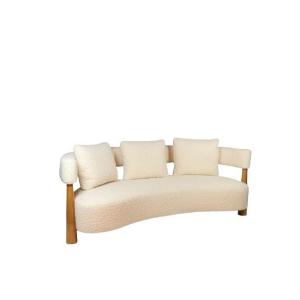 3-seater “bean” Shape Sofa, In Blond Beech. Contemporary Work.