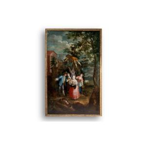 Oil On Canvas Depicting A Harvest. 18th Century. Ls55511709