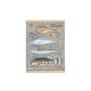 Painted Canvas Depicting Fish. Contemporary Work. Ls6027911a