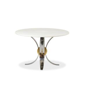 Table In White Marble And Chrome And Gold Metal.  Circa 1970s.  Ls60812009h