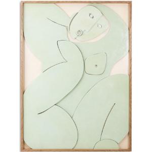 Sculpted Panel In Celadon-colored Lacquer. Contemporary. Ls61963008p