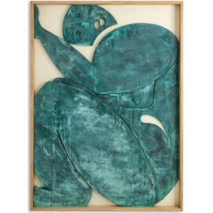 Bas-relief Panel “sortez Du Cadre !” In Wood And Oxidized Copper. Ls64273009