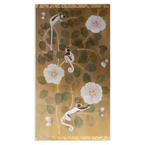 Painted Canvas Representing Lemurs. Contemporary Work. Ls6437b1089p