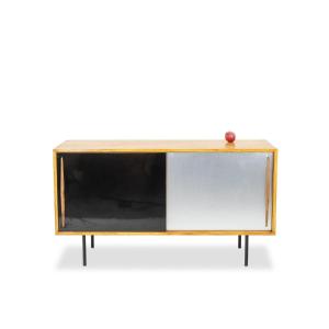 Low Ash Sideboard With Sliding Doors. 1960s. Ls61591108c