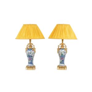 Pair Of Porcelain Lamps Decorated With Bronze Satyrs. Circa 1880. Ls62101239p