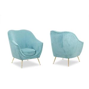 Pair Of Corduroy Armchairs. Contemporary Work. Ls?1809a