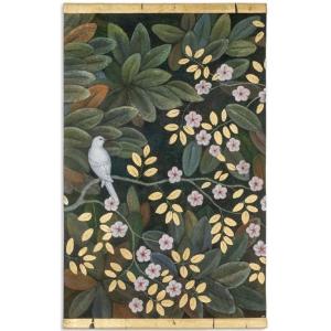 Painted Canvas Representing A Bird In A Floral Decor. Contemporary. Ls6334675t